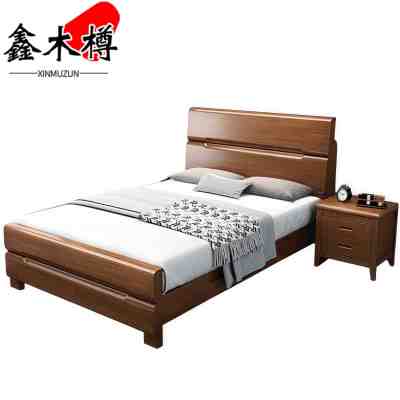 鑫木樽实木床+床头柜150*200*100cm套