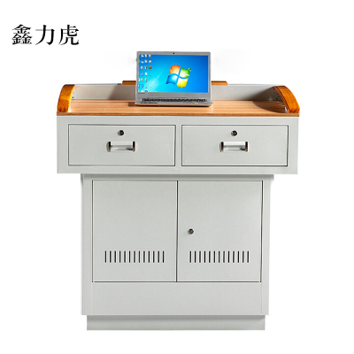 鑫力虎多媒体讲台演讲台中控讲台办公桌操作台1000*700*1000mm(木面款)[不含显示屏]
