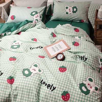 美帮汇床上用品四件套全棉全棉公主风少女心床单被套儿童三件套4