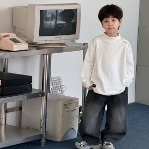 童酷儿童冬款湖州织里童装百搭字母印花贴标加厚男童打底衫潮