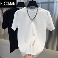 HLCOMAN500g新疆长绒棉T恤男夏季白色弹力加厚短袖美式修身半袖