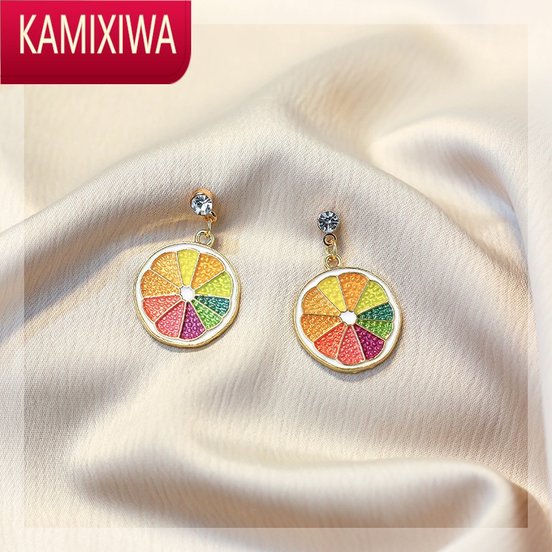 kamixiwa轻奢2022新款彩色柠檬耳环女百搭简约高级感耳夹无耳洞女耳钉