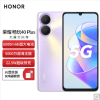 荣耀畅玩40 Plus 8GB+256GB 仙霞紫 6000mAh超大电池 22.5W超级快充 5000W超清影像 6.74英寸高刷护眼屏 轻薄设计 智慧运存扩展技术 5G手机