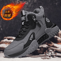 男式休闲运动鞋加绒保暖高帮皮面秋冬季新款男鞋防寒增高学生鞋子