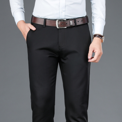 金盾(KIN DON)天丝休闲裤男冬季厚款宽松直筒商务西裤秋冬弹力免烫长裤子