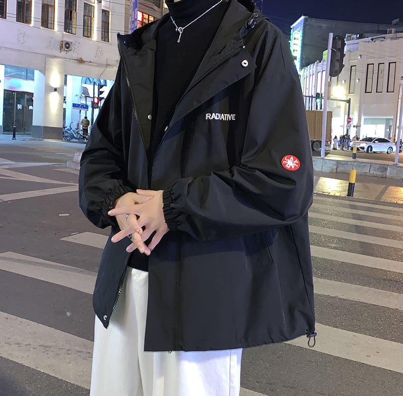 SUNTEK春季夹克男潮流百搭连帽运动休闲外套潮牌宽松港风韩版帅气上衣服夹克