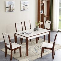 大理石西餐桌椅组合简约现代长方形白色小户型6人实木家用饭桌子