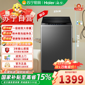 海尔全自动波轮洗衣机XQB100-BZ20T0 10kg大容量彩板博卡灰节能顶开门独立式三口之家适用