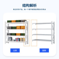 域赢货架仓储家用置物架仓库展示架储物架重型280kg白色2米四层主架