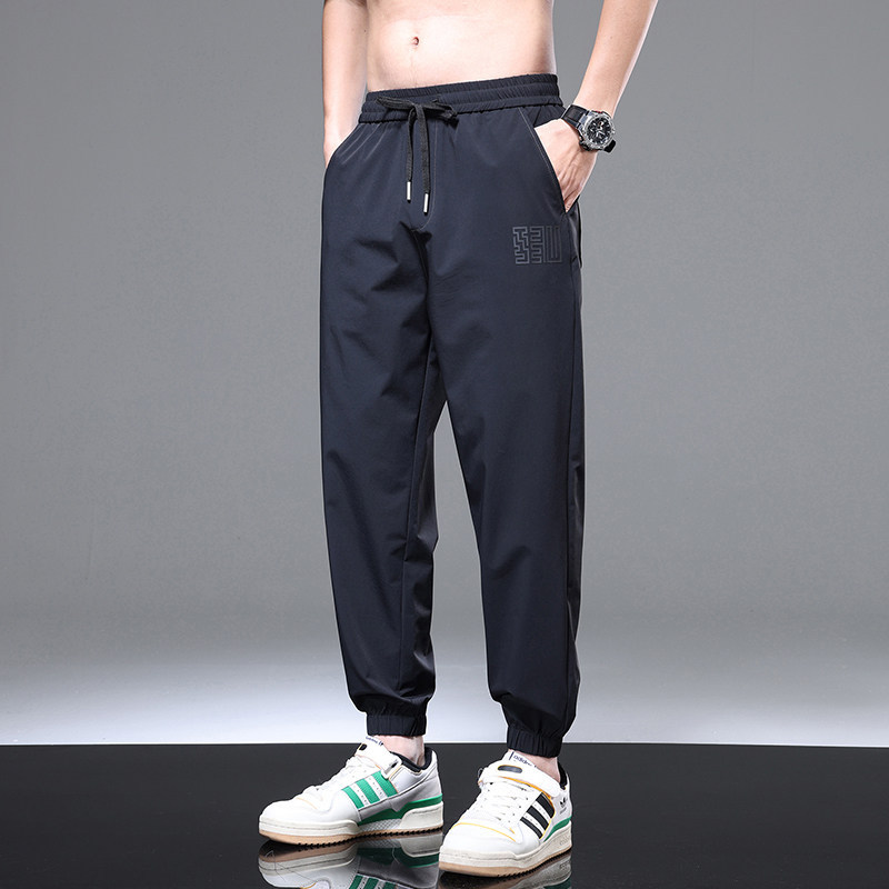男士松紧腰弹力束脚宽松休闲裤子男2026新款速干运动九分裤夏薄款