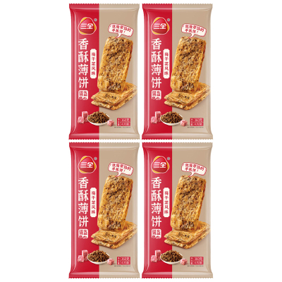 三全香酥薄饼方便冷冻速食煎饼16片梅干菜香酥薄饼360g*4袋
