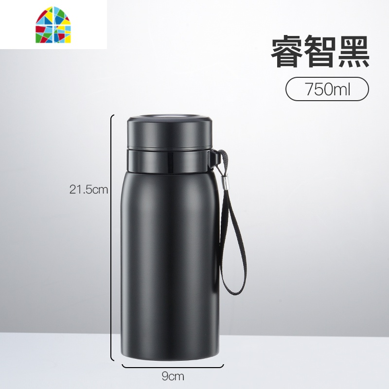 封后超大容量保温杯男大号不锈钢壶茶水分离泡茶1000ml便携水杯带虑网 FENGHO 1100ml本色(茶水分离保温泡茶