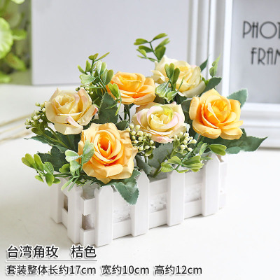 敬平栅栏装饰品假花仿真花客厅家居室内摆设田园塑料花干花束盆栽摆件白色