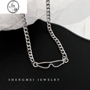 JiMi钛钢甜酷墨镜古巴项链女ins潮嘻哈锁骨链网红2023年新款配饰颈链