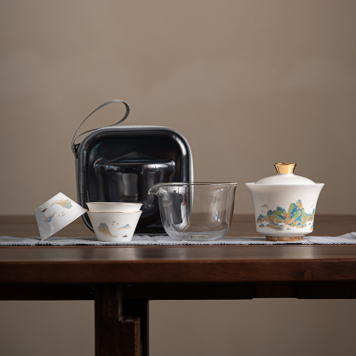 苏氏陶瓷(SUSHI CERAMICS)旅行茶具忆江山快客便捷包装功夫茶具套装