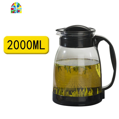 封后夏季冷水壶耐热防爆玻璃凉水壶大容量可高温家用夏天果汁扎壶套装 套餐2:白色防滑垫款(2000ml)+4个240ml冰