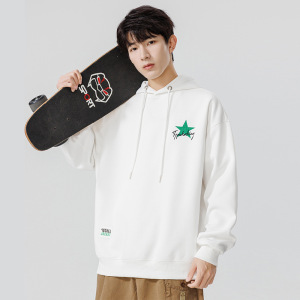 男装秋冬连帽卫衣男新款潮牌休闲宽松卫衣星星印花青少年百搭上衣
