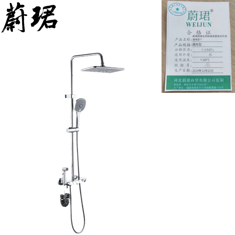 蔚珺高端全铜按键电镀淋浴花洒通用型个