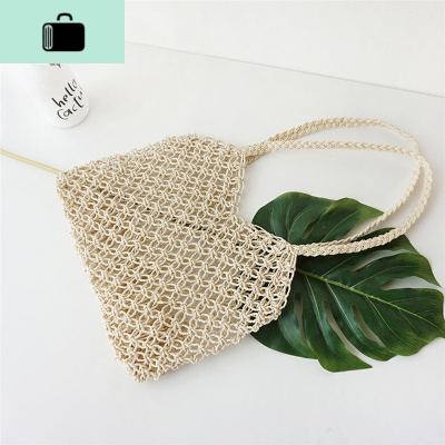 韩风chic夏季镂空编单肩包度假沙滩手工编织复古渔网百搭手提包NEW LAKE女士单肩包