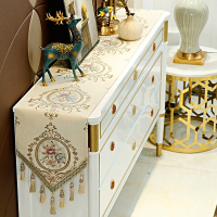 家柏饰(CORATED)欧式桌旗布艺餐桌装饰布美式电视柜斗柜鞋柜桌布茶几流苏长条 清歌-米色 桌旗32*180cm
