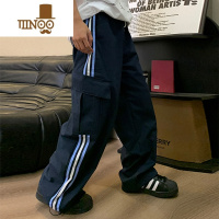 YANXUHolocene美式潮牌vibe风阔腿裤男三条杠cleanfit口袋百搭工装长裤