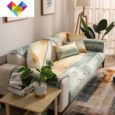 沙发垫简约现代北欧轻奢风四季通用加厚坐垫防滑冬季布艺沙发套罩星云110*180御蓝锦