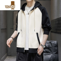 YANXU拼色连帽开衫中山卫衣男士美式潮牌秋天男款外套上衣服