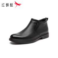 红蜻蜓男士加绒皮鞋2025秋冬新款高帮鞋保暖真皮商务休闲棉鞋