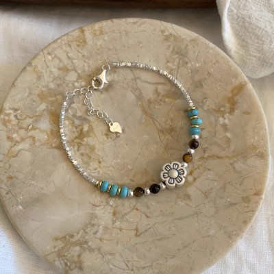 韩版绿花朵碎银手链复古小众高级感手饰轻奢风手串女新品手饰品潮送女朋友老婆情人节七夕生日礼物