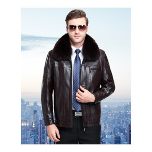 正品男装春秋中老年真皮皮衣男加绒加厚外套男士皮夹克爸爸装冬装袄官方旗舰店特卖特卖