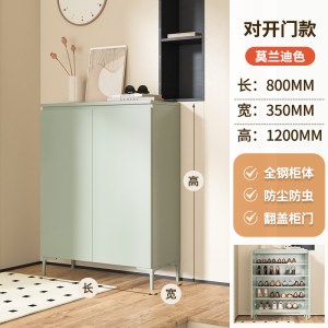 鑫环境 80CM蓝色对开两门 钢制鞋柜家用门口入户玄关柜收纳柜大容量带抽屉一体靠墙储物柜