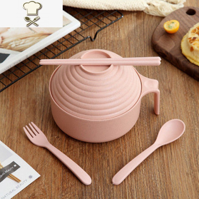 泡面碗带盖方便面碗筷勺套装可爱餐具杯饭盒单个学生宿舍家用好养道泡面碗蓝送筷勺叉-