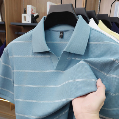 春夏新款男士纯色时尚舒适透气短袖商务休闲翻领Polo衫新疆棉
