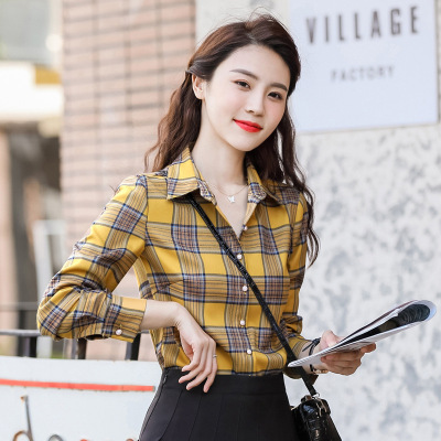 女先生女士衬衫长袖经典大格子衬衫女设计感小众小个子2021春秋季新款时尚洋气气质衬衣上衣潮港味通勤百搭衬衣