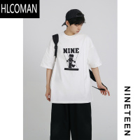 HLCOMAN/ 夏季新款青少年学生趣味卡通印花短袖T恤宽松阔版上衣男