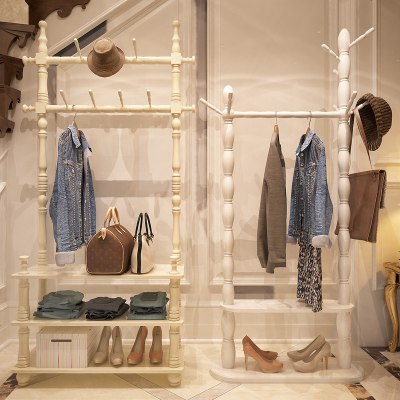 实木衣帽架欧式落地卧室挂衣架厅置物架客厅衣服架现代简约衣架