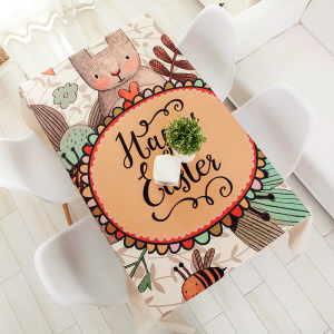 ins兔子儿童防水餐桌布艺棉麻小清新茶几桌布写字桌创意