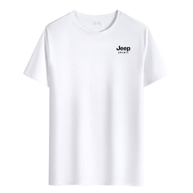 JEEP SPIRIT冰丝男士短袖T恤宽松大码圆领打底衫青年休闲T恤