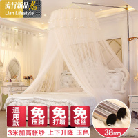 天地柱圆顶蚊帐1.8米1.5m床2m双人家用伸缩落地支架公主风1.2通用 三维工匠