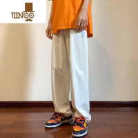 YANXU高街直筒休闲裤男秋季宽松复古工装裤潮牌美式垂感纯色拖地长裤子