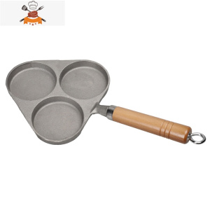 敬平蛋饺锅加厚铸铁三孔煎锅迷你煎蛋器家用平底锅汉堡锅模具 蛋饺锅