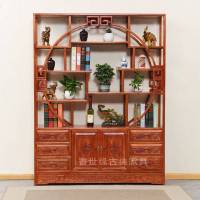 中式仿古博古架置物架多宝阁全实木古董茶叶展示架玄关古玩展示架