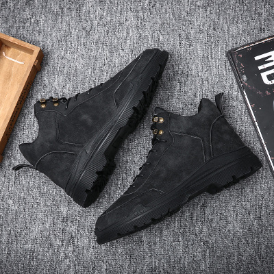 Ideamini纯黑色马丁靴男英伦风秋季百搭韩版潮流46大码高帮鞋男工装靴子45靴子