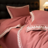A类100S全棉加厚磨毛刺绣四件套高级感柔软亲肤高端简约床上用品
