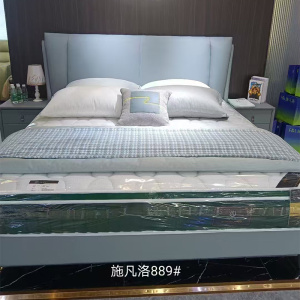 科朔生态真皮床现代简约皮床工厂展厅实拍轻奢风网红床889#