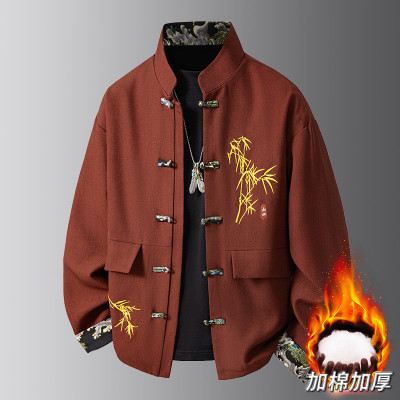 2025年男款春秋季国风经典时尚潮流百搭休闲夹克外套加厚柔软