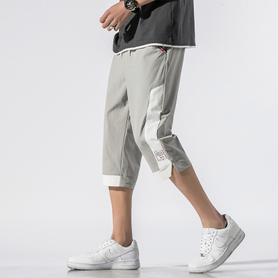 男士休闲裤7分裤短裤男装夏季休闲2021新款潮流宽松外穿七分冰丝薄款
