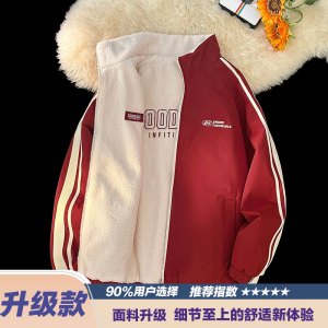 啄木鸟双面穿立领棉衣外套男士秋冬季潮牌高街户外加绒加厚保暖潮