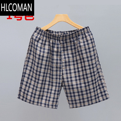 HLCOMAN中年五分裤男宽松格子爸爸装外穿中老年人短裤夏季休闲中裤子