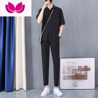 七斓高级感垂感西裤男九分裤痞帅男装2022新款套装潮港风一套搭配衬衫